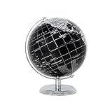 Exerz Metallisch Globus (Durchmesser: 14 cm) – Pädagogisch/Geografisch/Dekoration – Mit einem Metallfuß – in Englischer Sprache (14CM Metallisches Schwarz) - 7