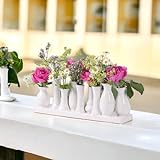 Keramikvasenset Blumenvase Keramikvasen bunt/weiß Vase Blumen Pflanzen Keramik Set Deko Dekoration (10 Vasen, weiß) - 5