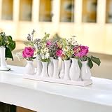 Keramikvasenset Blumenvase Keramikvasen bunt/weiß Vase Blumen Pflanzen Keramik Set Deko Dekoration (10 Vasen, weiß) - 7