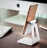 MyGadget Smartphone Ständer - Aluminium Schreibtisch Halterung - Handy & Tablet Multi Winkel Stand für u.a. iPhone/iPad, Samsung Galaxy - Silber - 6