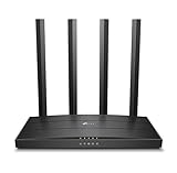 TP-Link Archer C6 Dualband Gigabit WLAN-Router (867Mbit/s 5GHz + 300Mbit/s 2,4GHz, 4 Gigabit LAN-Port, Mu-MIMO, IPTV, VPN, 4 externe Antennen) schwarz - 2