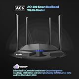 Tenda AC6 AC1200 Dual-Band WLAN-Router (1200 MBit/s, 2,4Ghz & 5Ghz, 4x 10/100 Ports, QoS, Beamforming+, Vier Antennen, App Verwaltung) schwarz - 2