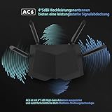 Tenda AC6 AC1200 Dual-Band WLAN-Router (1200 MBit/s, 2,4Ghz & 5Ghz, 4x 10/100 Ports, QoS, Beamforming+, Vier Antennen, App Verwaltung) schwarz - 5