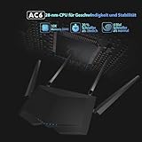 Tenda AC6 AC1200 Dual-Band WLAN-Router (1200 MBit/s, 2,4Ghz & 5Ghz, 4x 10/100 Ports, QoS, Beamforming+, Vier Antennen, App Verwaltung) schwarz - 6