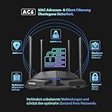 Tenda AC6 AC1200 Dual-Band WLAN-Router (1200 MBit/s, 2,4Ghz & 5Ghz, 4x 10/100 Ports, QoS, Beamforming+, Vier Antennen, App Verwaltung) schwarz - 8