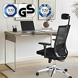 hjh OFFICE 657260 Profi Bürostuhl PORTO MAX HIGH Stoff/Netz Schwarz Bürosessel ergonomisch, hohe Rückenlehne - 2