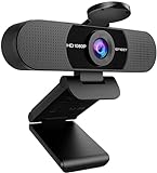 eMeet Full HD Webcam - C960 1080P Webcam mit Dual Mikrofon, 90 ° Weitwinkel Streaming Kamera mit automatischer Lichtkorrektur, Plug & Play, für Linux, Win10, Mac OS X, YouTube, Skype, zum Konferenz