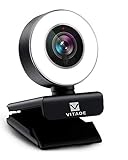 Vitade 960A Pro - 1080p Full HD Webcam mit Mikrofon und Ringlicht, USB Kamera Facecam für Streaming Video Chat Aufnahme, Mac Windows Laptop Konferenz Spiele Skype OBS Twitch YouTube Xsplit