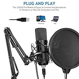 YOTTO Professioneller USB Kondensator Mikrofon Kit 192kHZ / 24bit PC Laptop Mikrofon mit Mikrofonständer Mikrofonarm Popschutz für Aufnahmen, Podcast, Rundfunk - 2