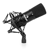 auna CM001B Mikrofon - professionelles Studiomikrofon, Kondensatormikrofon, ausgeprägte Nierencharakteristik, 32 mm Kapsel mit Goldmembranen, Frequenzbereich: 20 Hz - 20 kHz, schwarz