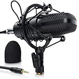 LIAM & DAAN Kondensatormikrofon Mikrofonarm – Studiomikrofon Set – Großmembran Kondensatormikrofon Mikrofonarm und Spinne – Popschutz 2,5m 3,5mm Klinke zu XLR Kabel – neues Modell - 2