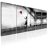 murando Akustikbild Banksy 225x90 cm Bilder Hochleistungsschallabsorber Schallschutz Leinwand Akustikdämmung 5 TLG Wandbild Raumakustik Schalldämmung - Street Art Urban Mural i-C-0113-b-m