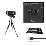 Logitech C922 PRO Webcam mit Stativ, Full-HD 1080p, 78° Sichtfeld, Autofokus, Belichtungskorrektur, H.264-Kompression, USB-Anschluss, Für Streaming via OBS, Xsplit, etc., PC/Mac/ChromeOS/Android - 11