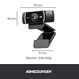 Logitech C922 PRO Webcam mit Stativ, Full-HD 1080p, 78° Sichtfeld, Autofokus, Belichtungskorrektur, H.264-Kompression, USB-Anschluss, Für Streaming via OBS, Xsplit, etc., PC/Mac/ChromeOS/Android - 7