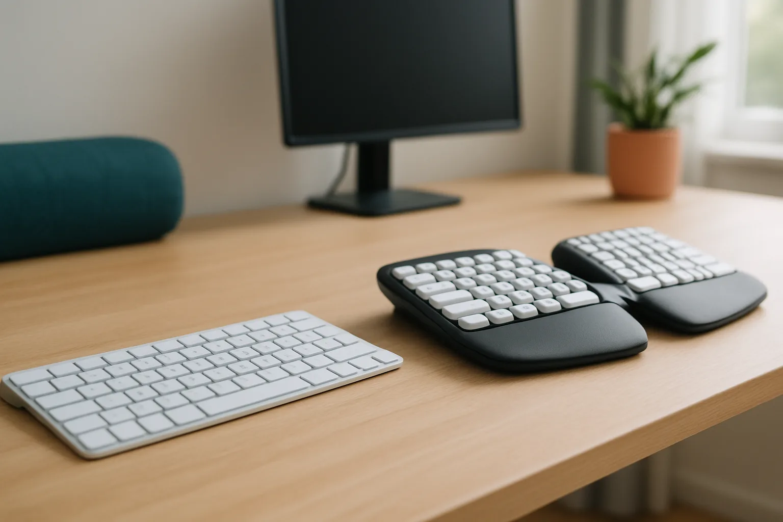 Kabellose Tastatur auf einem Schreibtisch